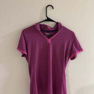 NikeGolf Tour Performance Women's Striped Polo Shirt Pink Black Size L